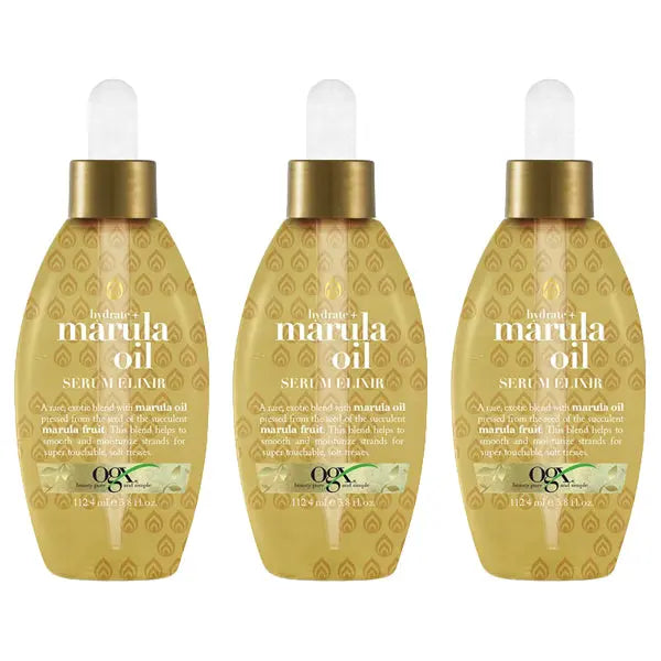 3 Pack - OGX Marula Oil Serum Elixir Hydrate Smooth Moisturize Hair Dropper OGX